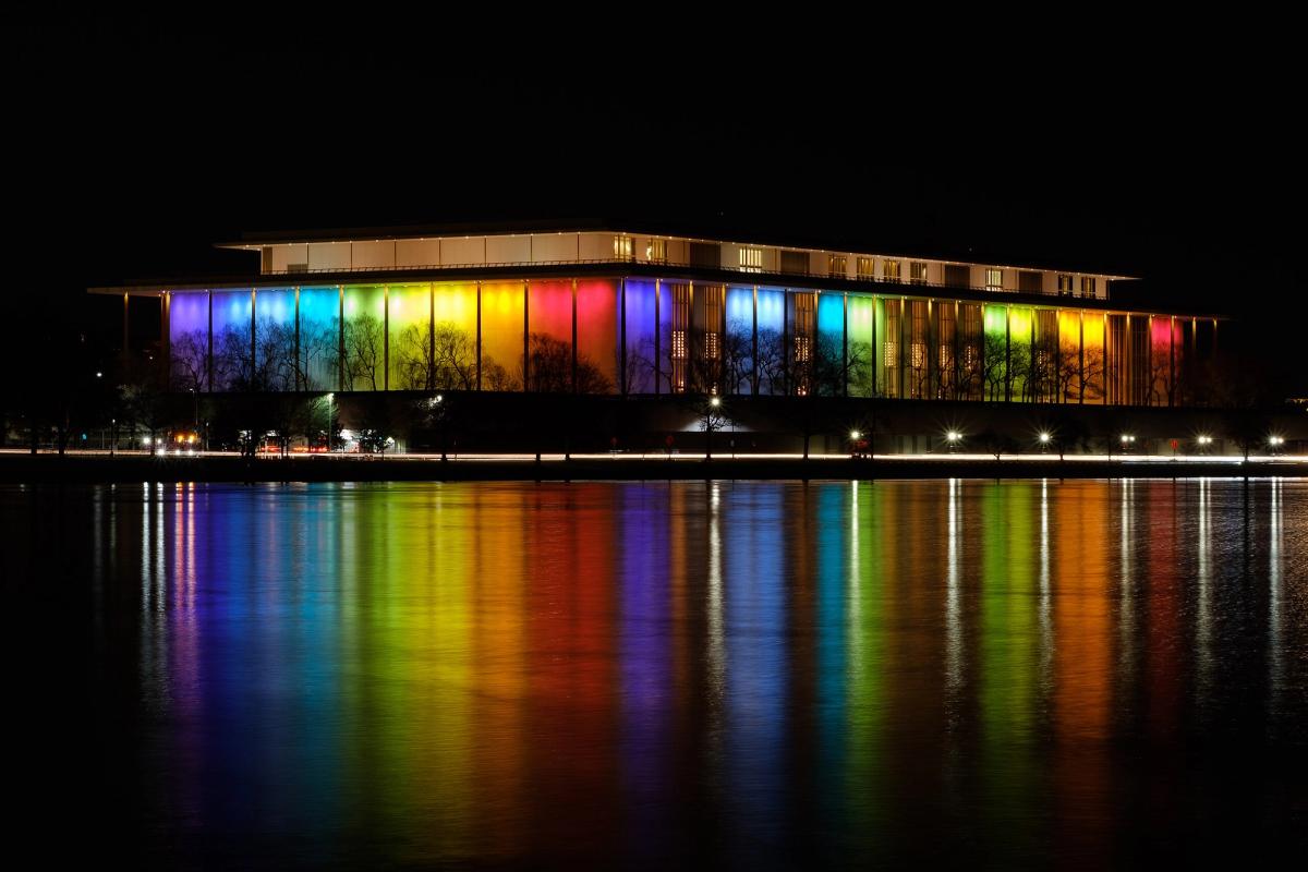The Kennedy Center lit up in the weeks preceding the annual Kennedy Center Honors via Wikicommons