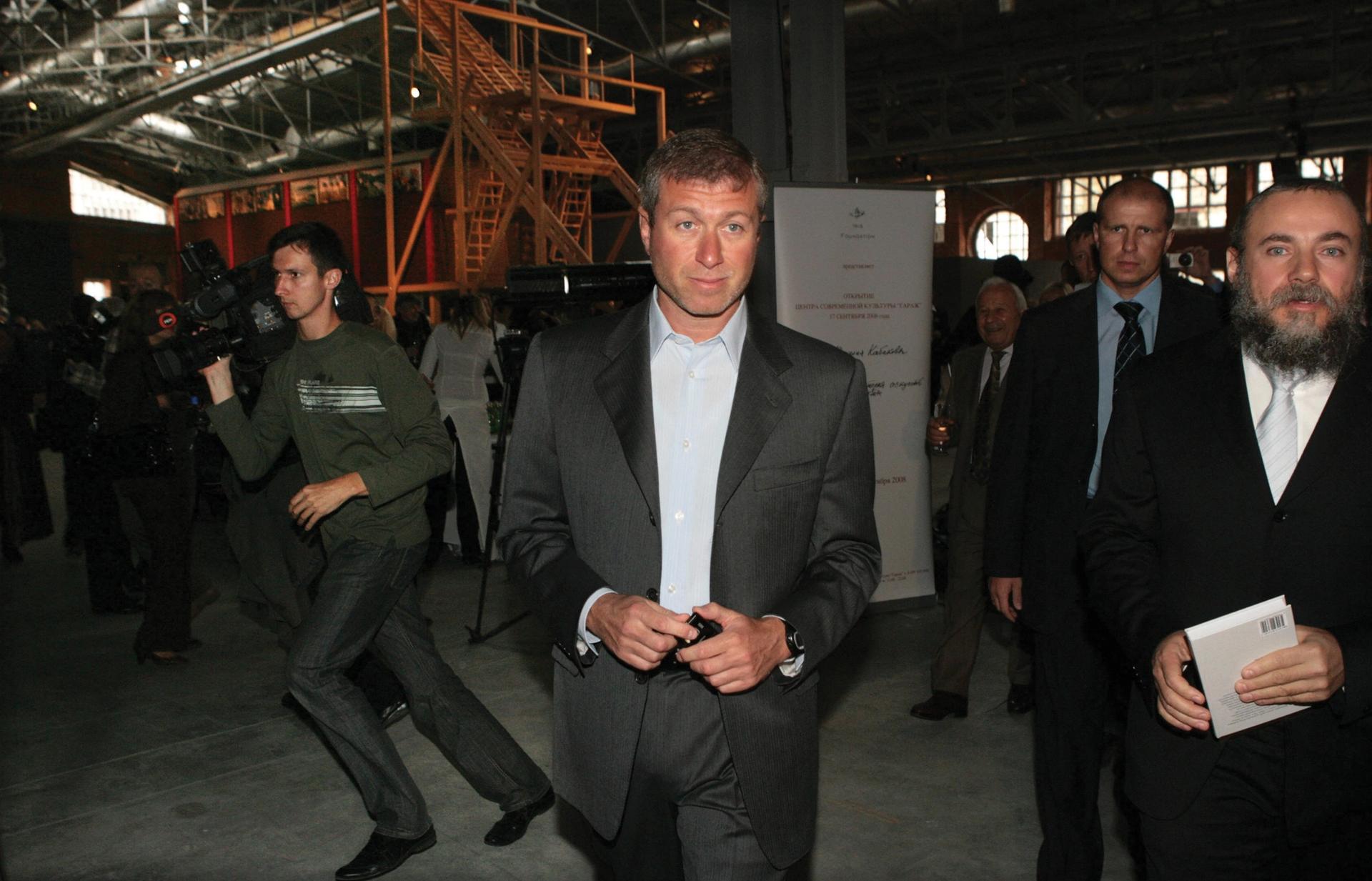 Out of favour: Roman Abramovich at the 2008 opening of the Garage Center for Contemporary Culture in Moscow. Until recently based in London, Abramovich has been sanctioned by the UK government as a “pro-Kremlin oligarch” Natalia Kolesnikova/AFP via Getty Images