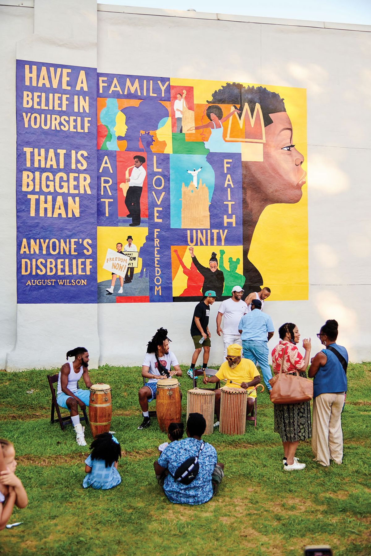 James “Yaya” Hough’s newly commissioned community mural,
A Gift to the Hill District
Photo: Sean Eaton. Courtesy of Carnegie Museum of Art