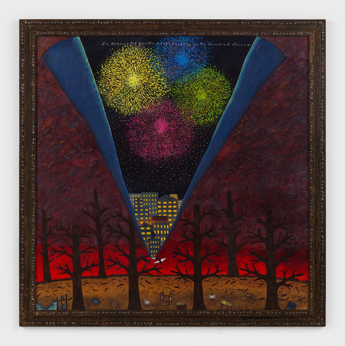 Hollis Sigler, I'm Holding Out For Victory, Winning Is My Greatest Desire (1998). Courtesy Andrew Kreps Gallery, New York; Steven Scott Gallery, Baltimore.