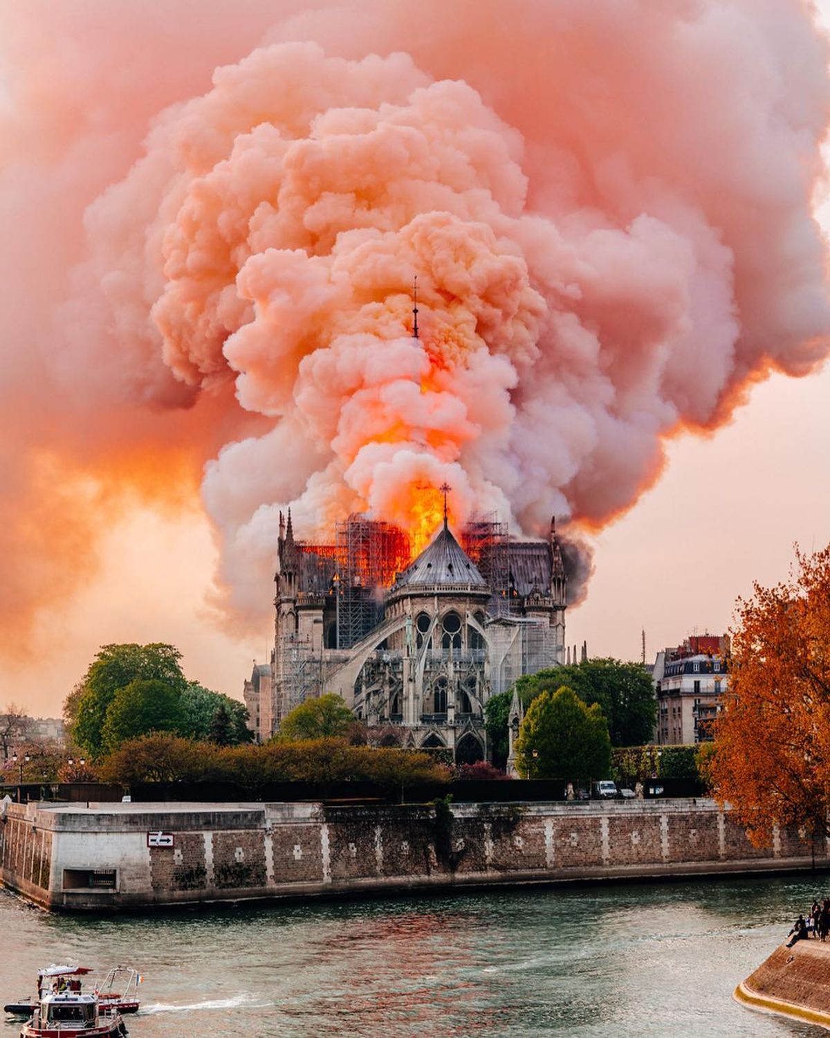 A fire broke out at Notre Dame on 14 April Photo: Quentin Mahéas/La Clef Production