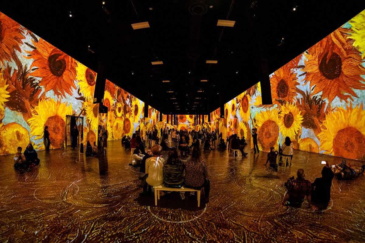 Visitors to Immersive Van Gogh Cleveland in 2021 Photo by Erik Drost, via Flickr