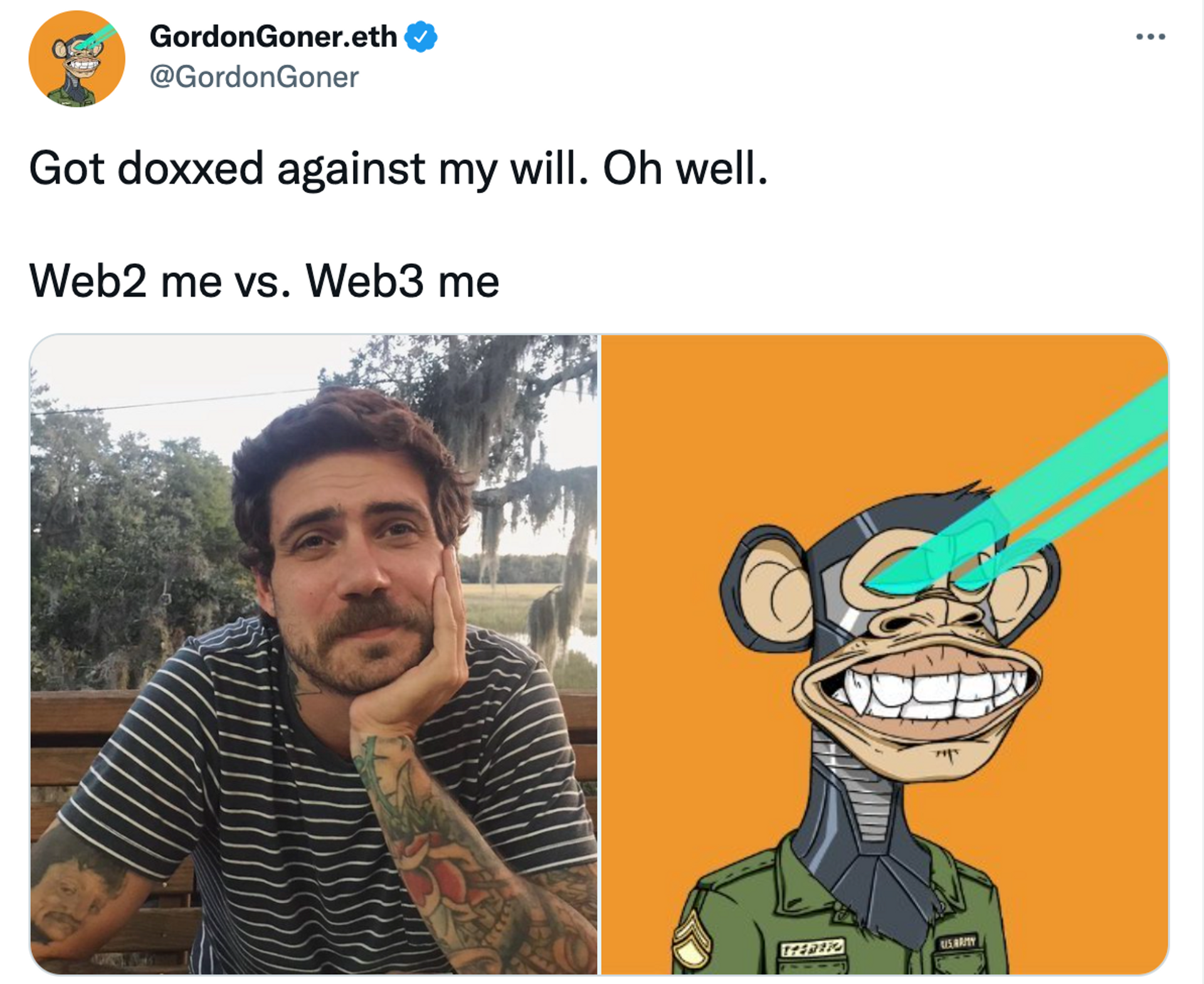 Greg Solano, known online under the pseudonym Gordon Goner, claims he was "doxxed" by Buzzfeed News after it revealed him as one of the founders of Bored Ape Yacht Club