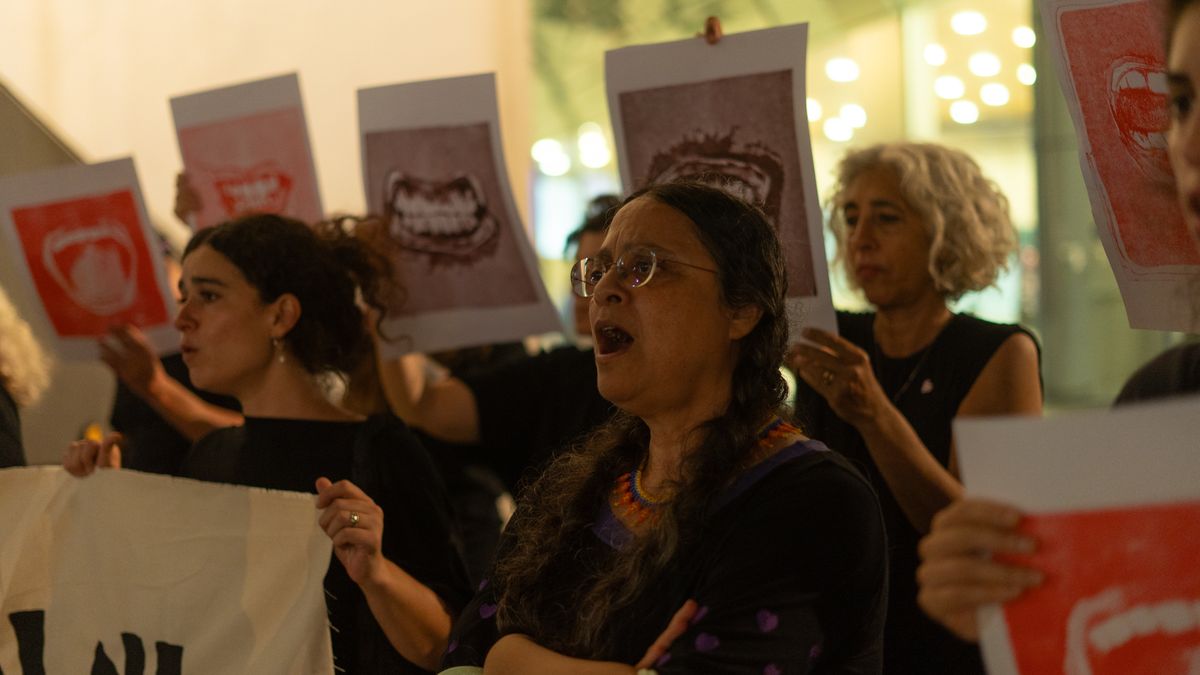 Protestors gathered in what has become known as “hostages square”, surrounded by cultural buildings
Photo by Timna Perets