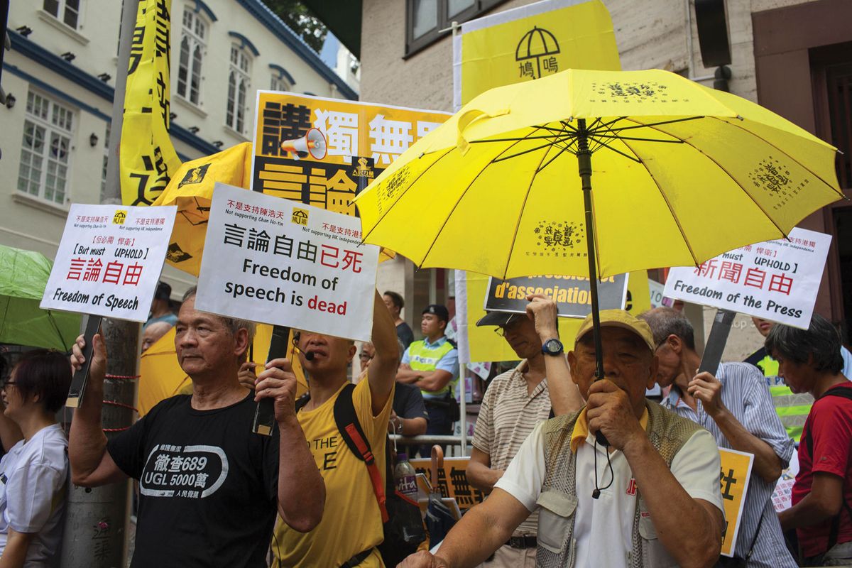 Pro-independence demonstrators took to the streets last August in support of activist and Independent Party leader Andy Chan Ho-tin © viola gaskell/sopa images via zuma wire