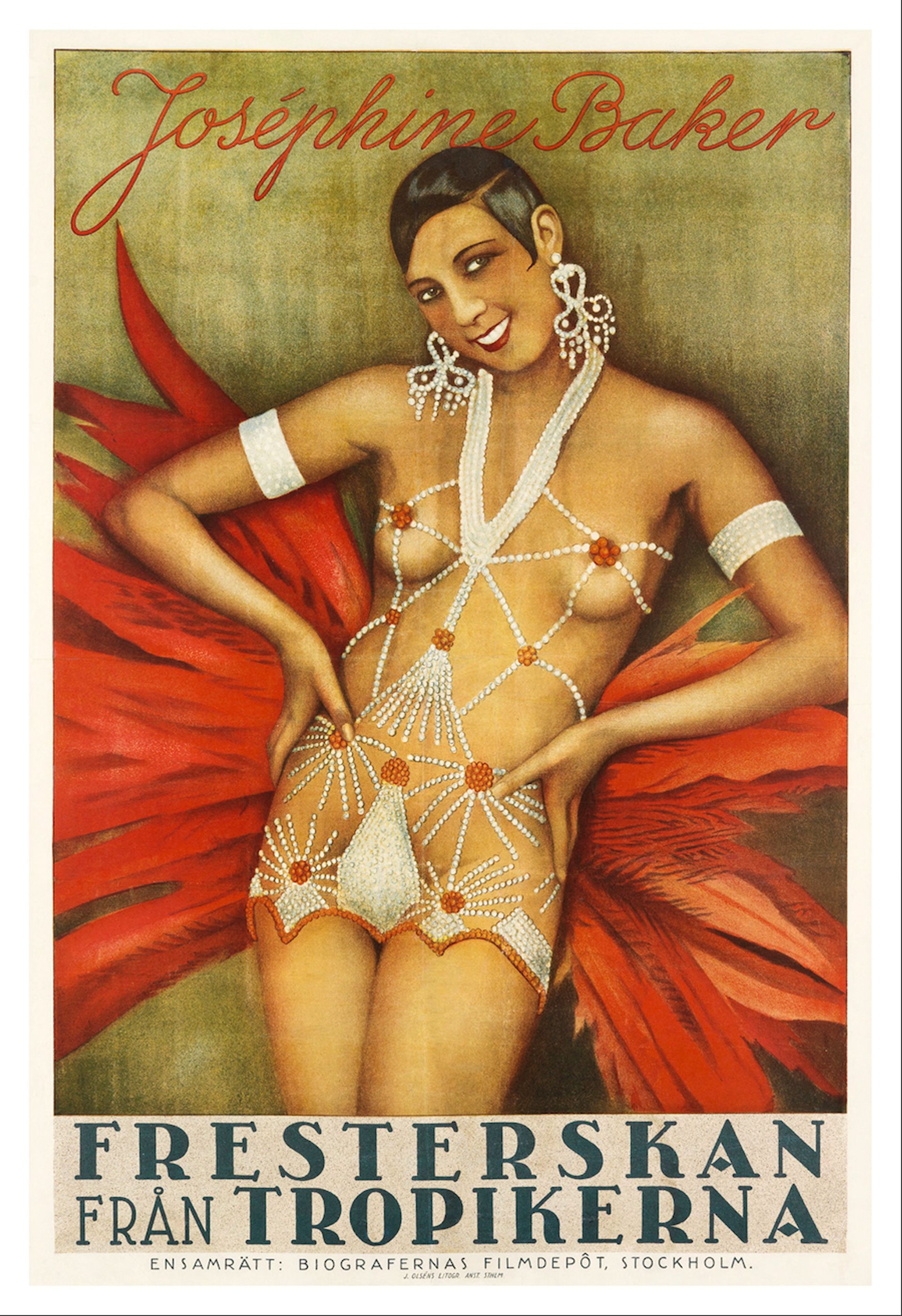 Censored poster of Joséphine Baker in La Sirène des Tropiques, 1927 Swann Auction Galleries