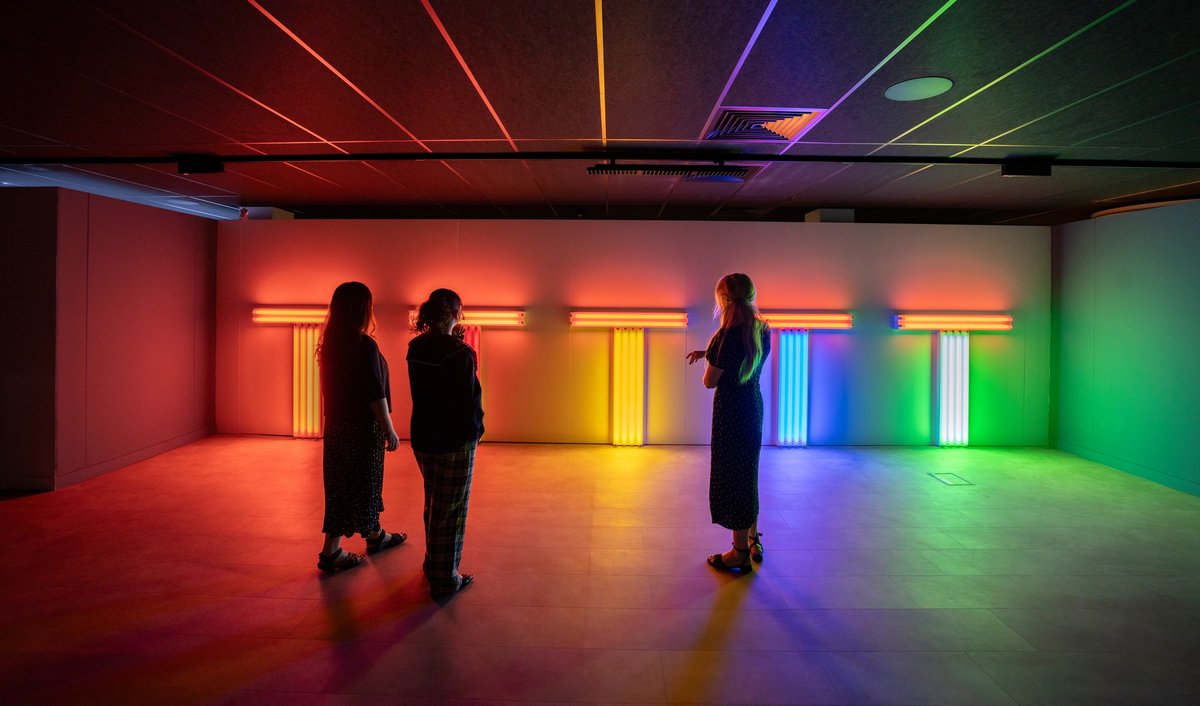 Dan Flavin's Untitled (to Don Judd, colourist) 1-5 (1987), part of the exhibition Victory Over the Sun: Encounters with Light Image: © The Light