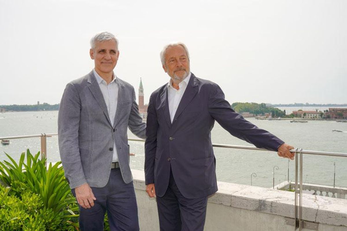 Left to right: Adriano Pedrosa, the curator of the 2024 Venice Biennale and Roberto Cicutto, president of the Venice Biennale
Courtesy Venice Biennale