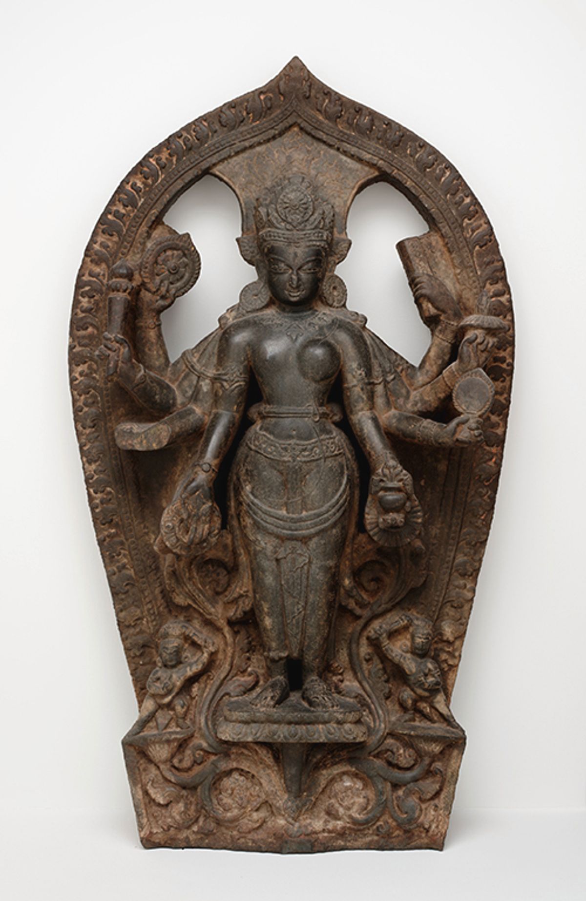 The eight-armed Stele of Lakshmi-Narayana from around the 10th or 11th century,  depicting two Hindu deities in an amalgam Courtesy of the Dallas Museum of Art