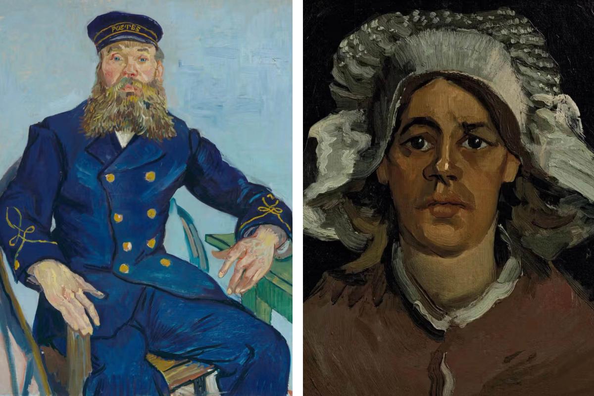 Van Gogh’s Postman Joseph Roulin (July-August 1888) and Van Gogh’s Head of a Woman (Gordina de Groot) (March-April 1885)
Museum of Fine Arts, Boston (gift of Robert Treat Paine 2nd). Noordbrabants Museum, s’Hertogenbosch (photograph Peter Cox)