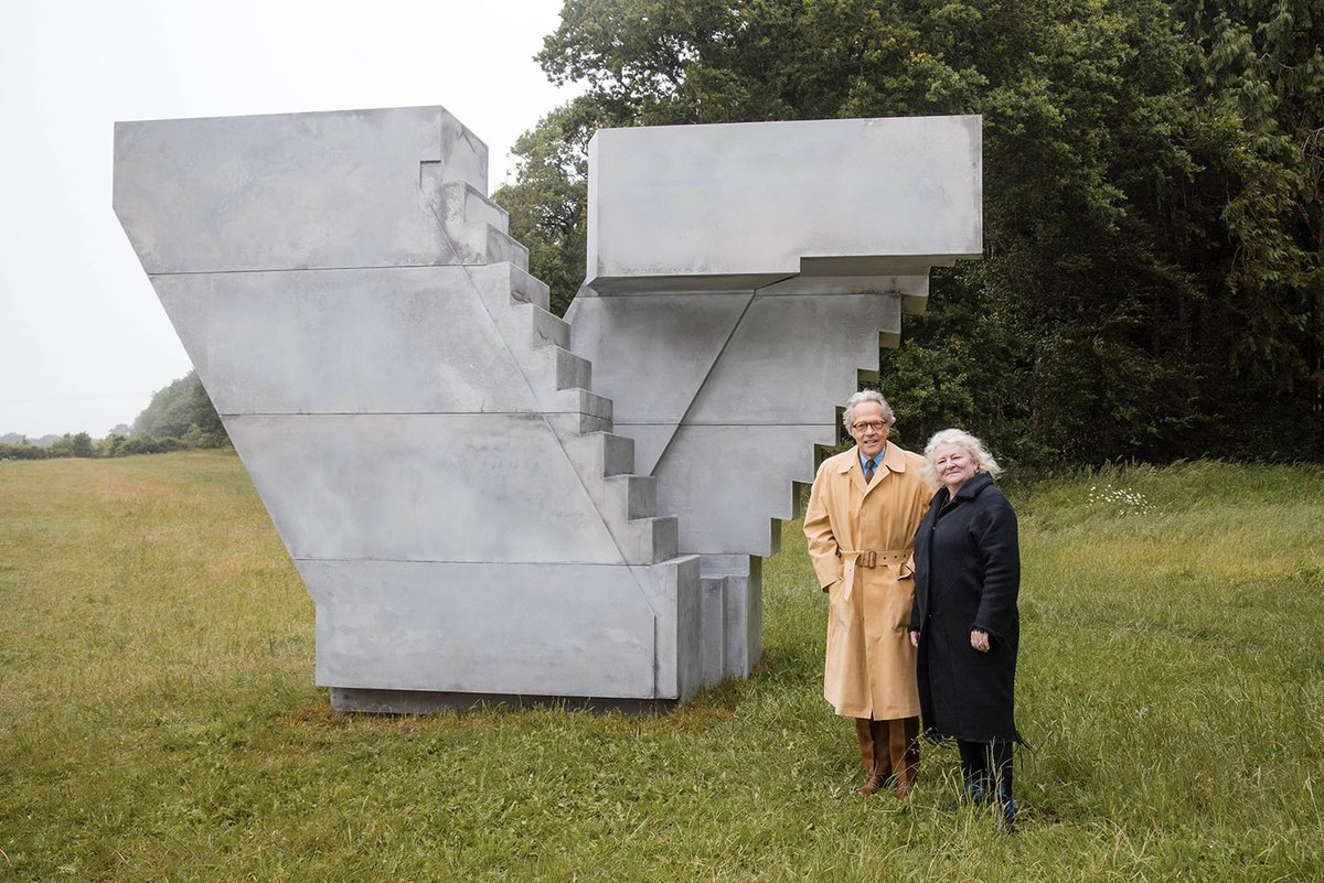 The Duke of Richmond with Rachel Whiteread, the headline artist at the Goodwood Art Foundation, in West Sussex, with Whiteread's new work Down and Up (2024-25) Dave Dodge/PA Media Assignments