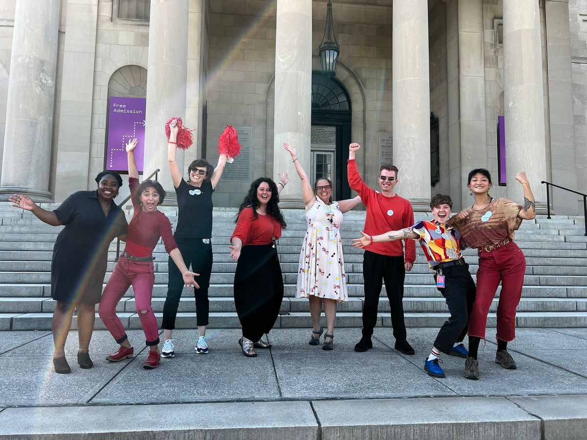 Organisers at the Baltimore Museum of Art celebrate the vote to form a union on 14 July Photo courtesy Baltimore Museum of Art Union, via Twitter
