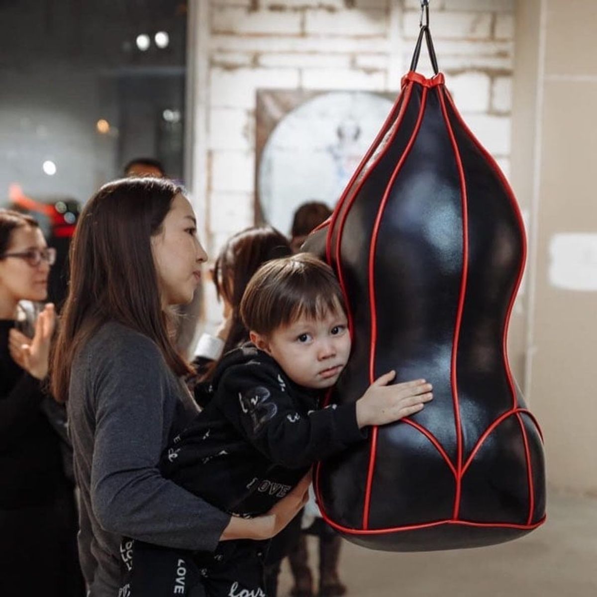 A punching bag in the shape of a female torso by Zoya Falkova is one of the works that has been pulled from the Feminnale Courtesy of the artist