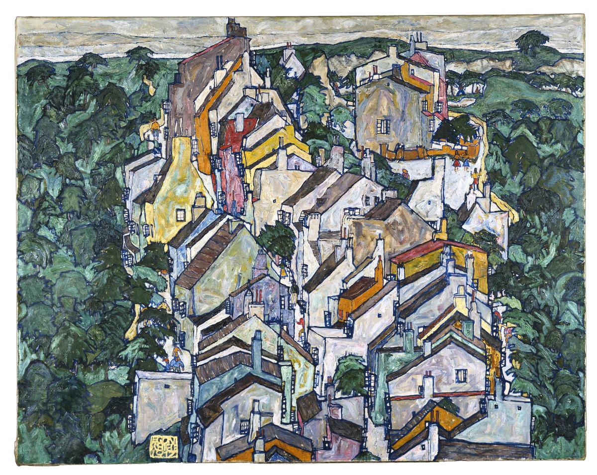 Egon Schiele’s Town among Greenery (The Old City III) (1917) Courtesy of Neue Galerie New York