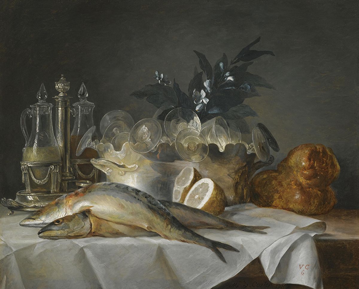 Anne Vallayer-Coster, Still Life with Mackerel (1787) Courtesy of the Kimbell Art Museum