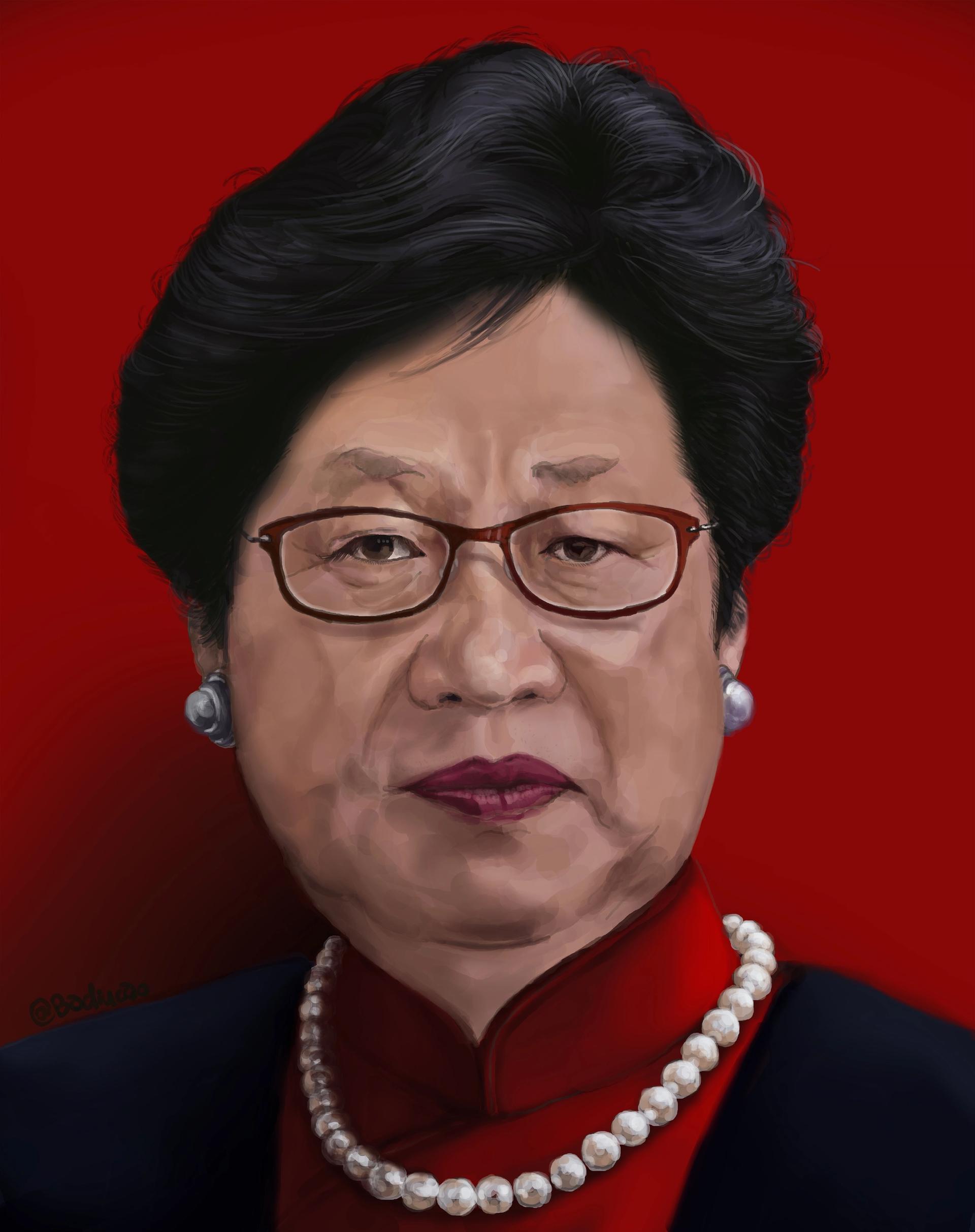 Badiucao's 2018 cartoon morphing the faces of President Xi Jinping with Hong Kong's chief executive Carrie Lam ©Badiucao