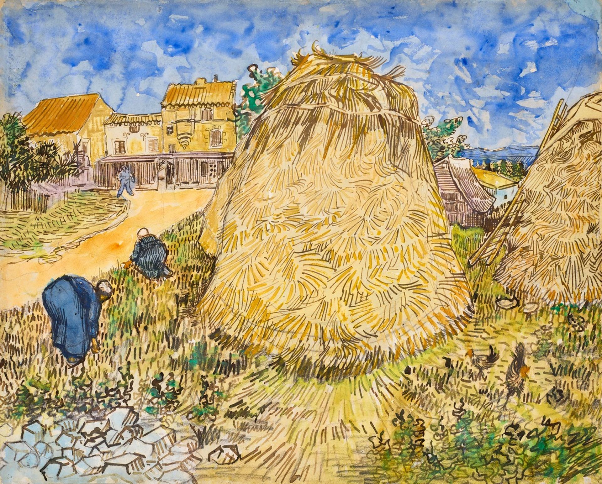 Van Gogh’s Meules de Blé (Wheatstacks), watercolour and gouache (June 1888) © Christie’s Images Ltd 2021