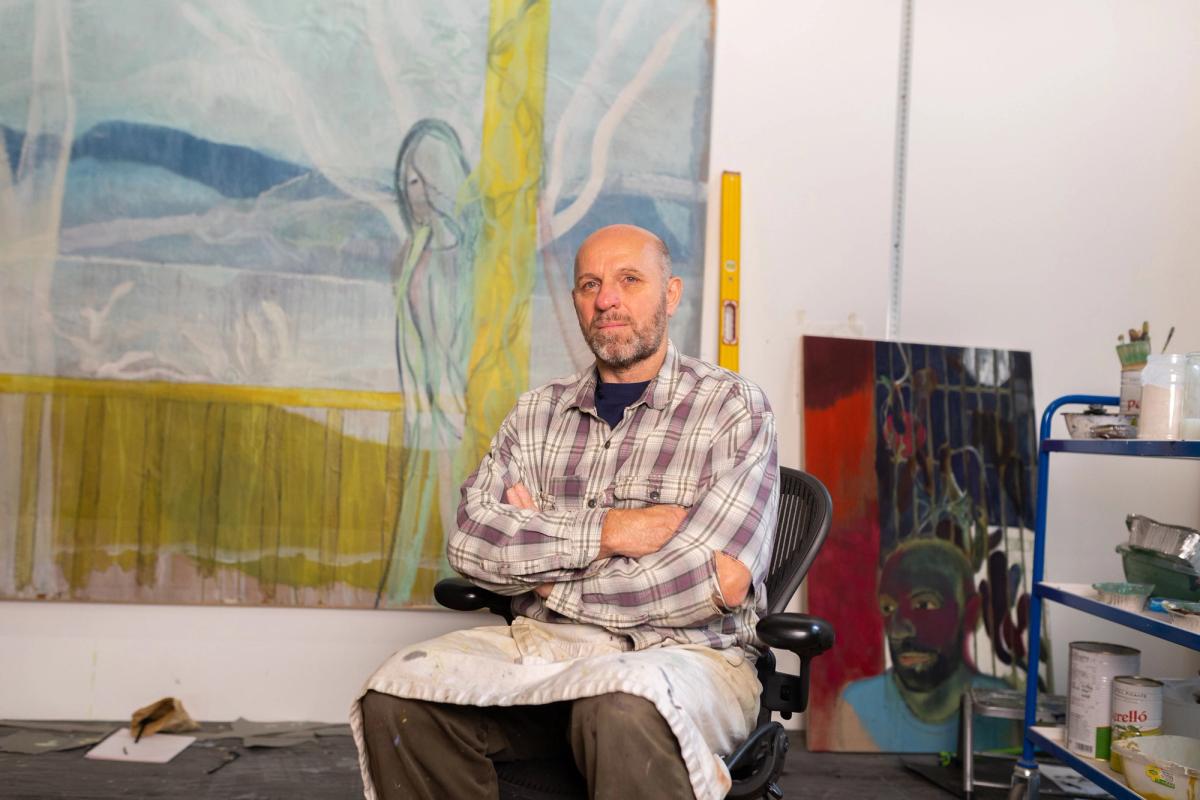Peter Doig in his studio ahead of his exhibition at the Courtauld Gallery in London © Fergus Carmichael, The Courtauld