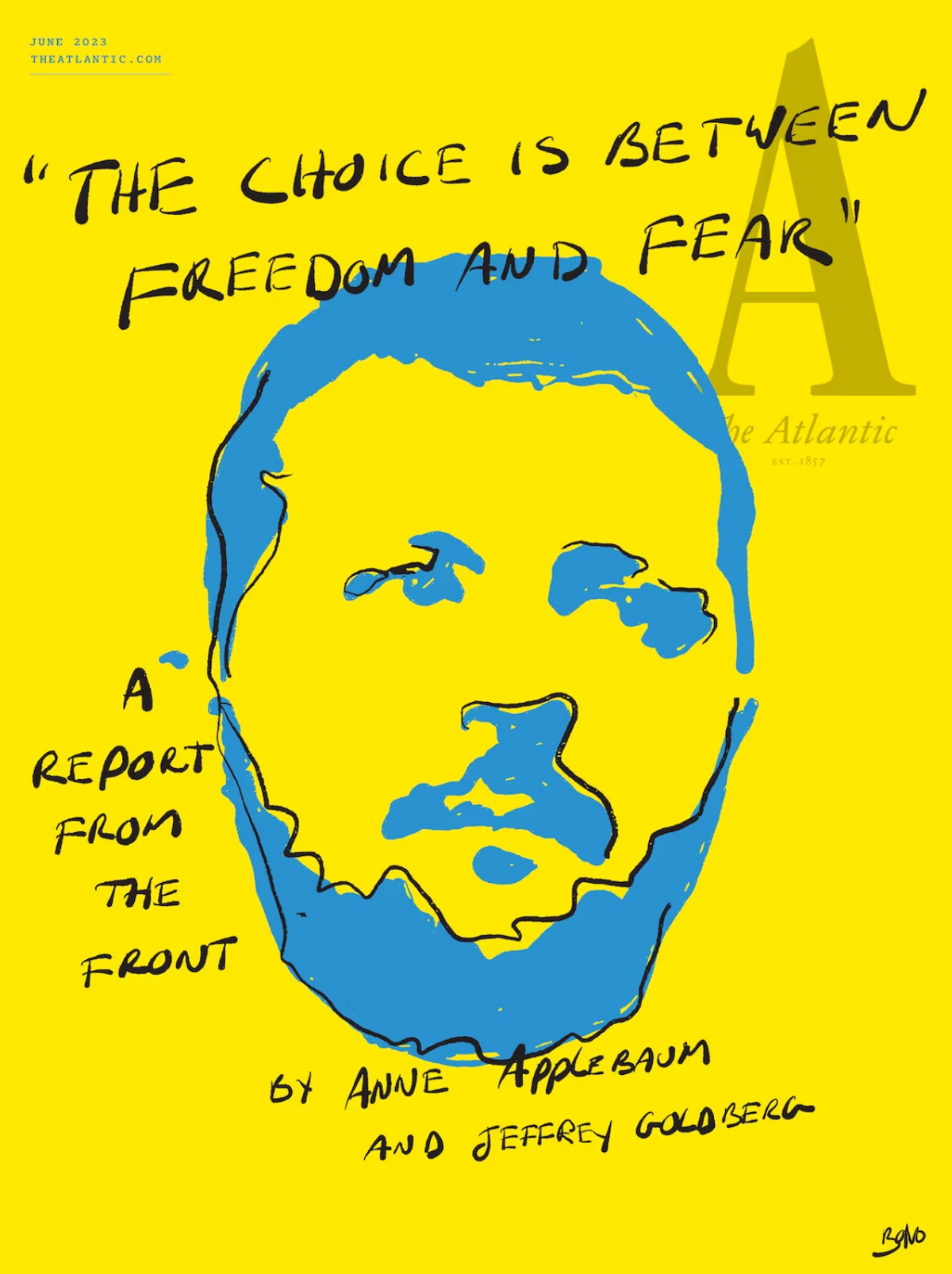 The June cover of the Atlantic magazine.
Illustrations by Bono for the Atlantic