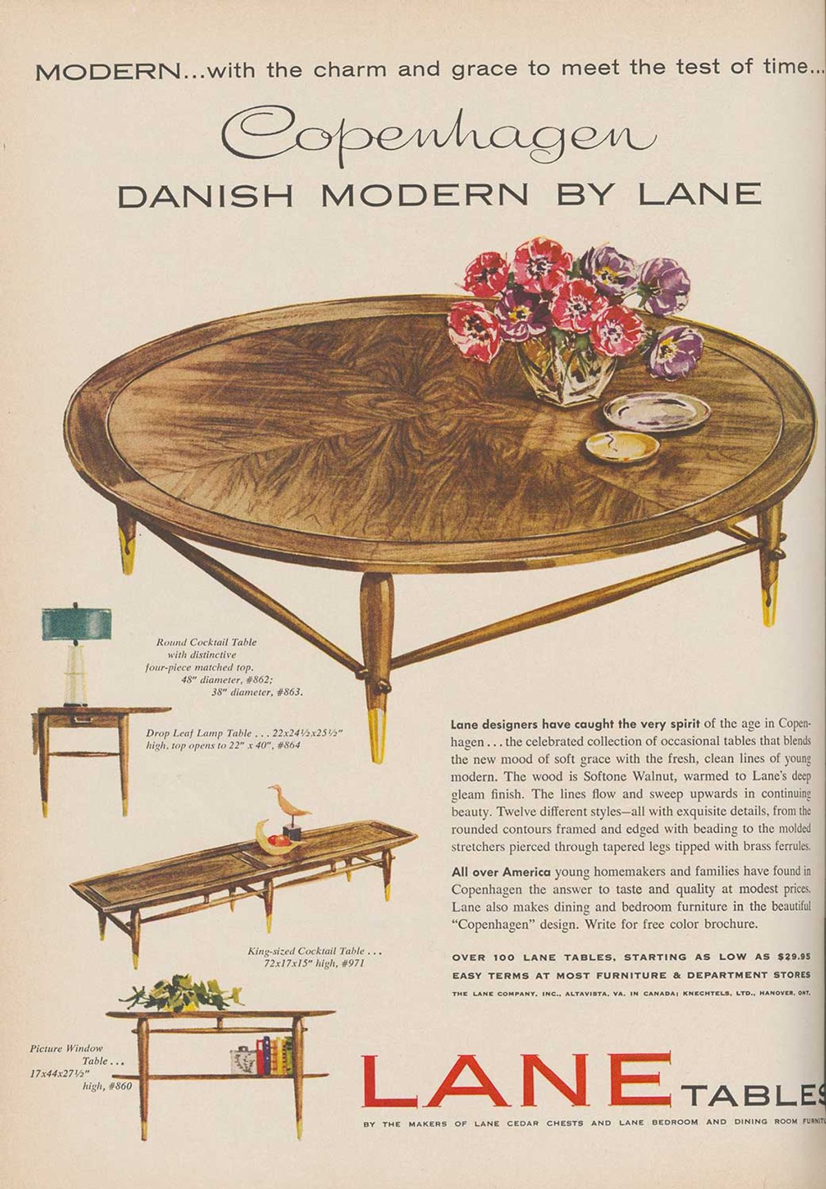 “The concept of Danish design was consciously invented with a clear marketing narrative”: an advert for American company Lane’s Copenhagen series of furniture in Life magazine, 1958

Courtesy University of Chicago Press
