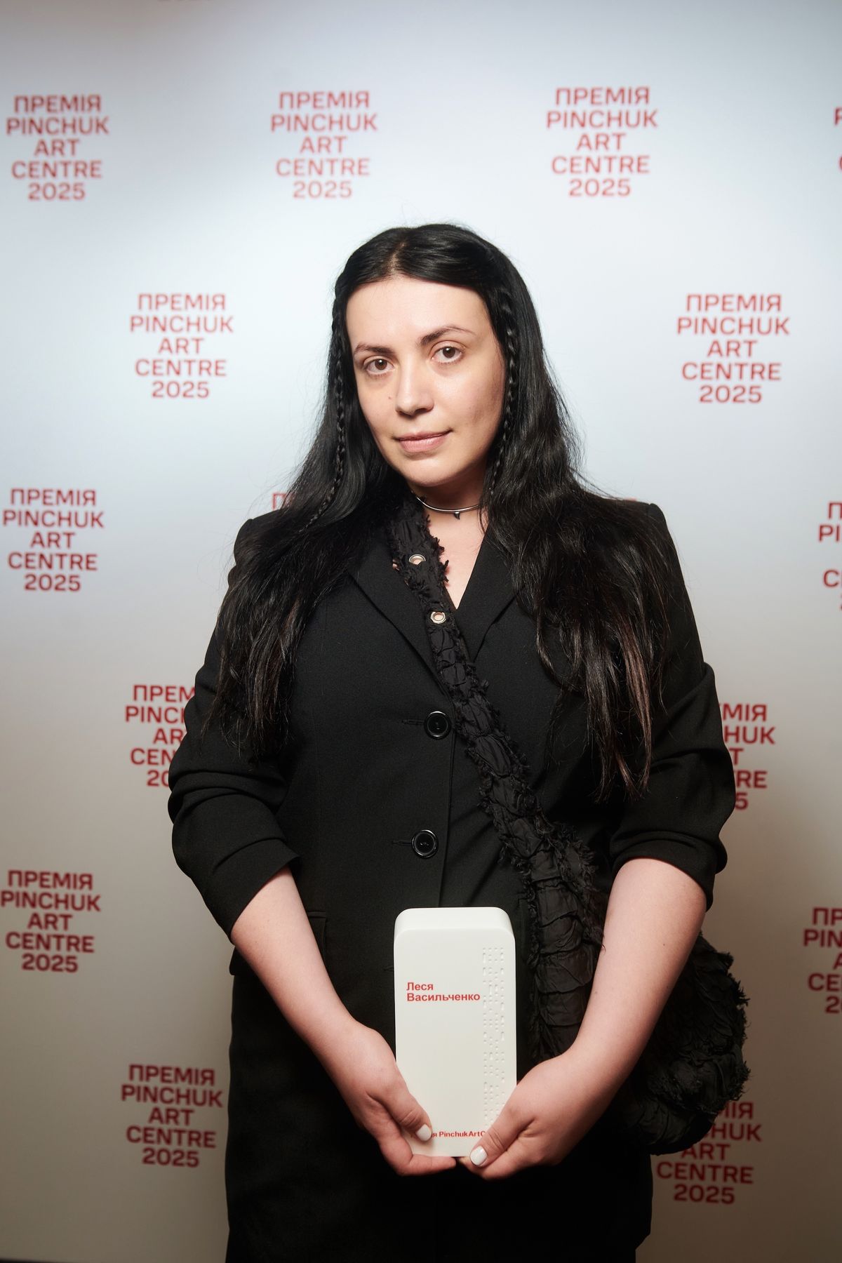 Lesia Vasylchenko, the winner of the 2025 PinchukArtCentre Prize, during the ceremony on 18 June Photo by Oleksandr Piliugin, PinchukArtCentre / PinchukArtCentre Prize 2025