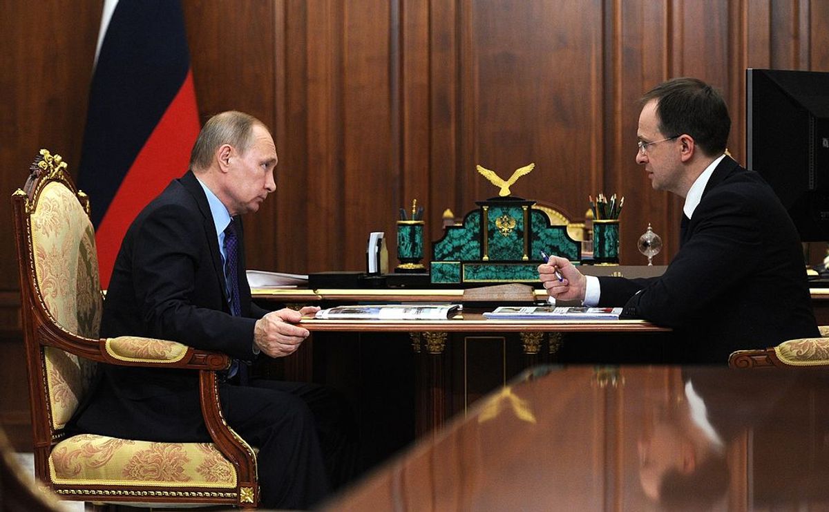 Vladimir Medinsky (right) remains close to Russian President Vladimir Putin (left) Photo: Administration of the President of Russia, 2016