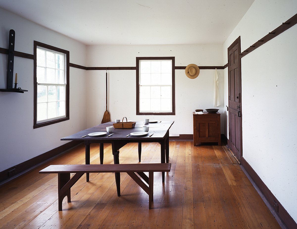 An interior in the village of Pleasant Hill, Kentucky; Shaker design principles reflect the sect’s community-based belief system Photo: Florian Holzherr