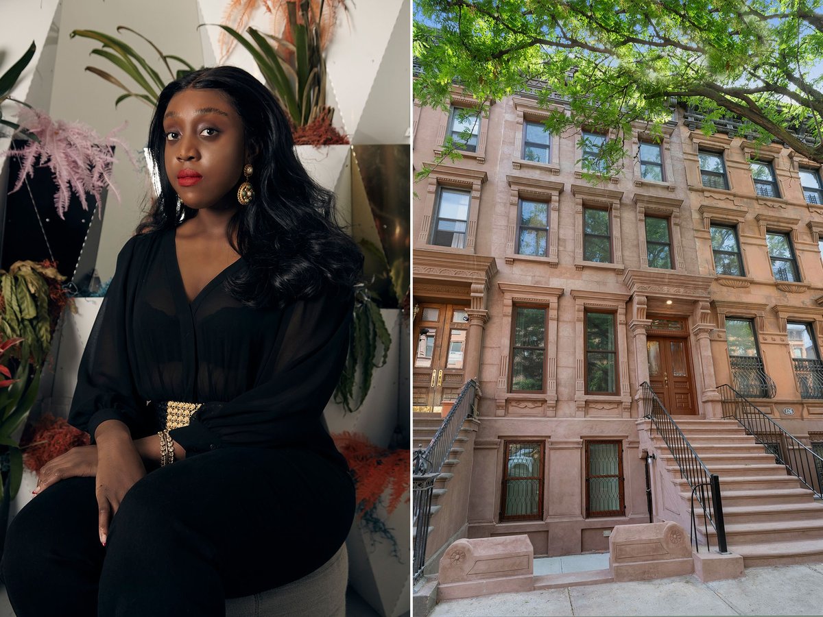 Christiana Ine-Kimba Boyle (left) will open her second show as Gladwell Projects at 124 West 131st Street (right), a brownstone building in Harlem Portrait photo: Shaniqwa Jarvis. Building photo: Katherine Pastrana