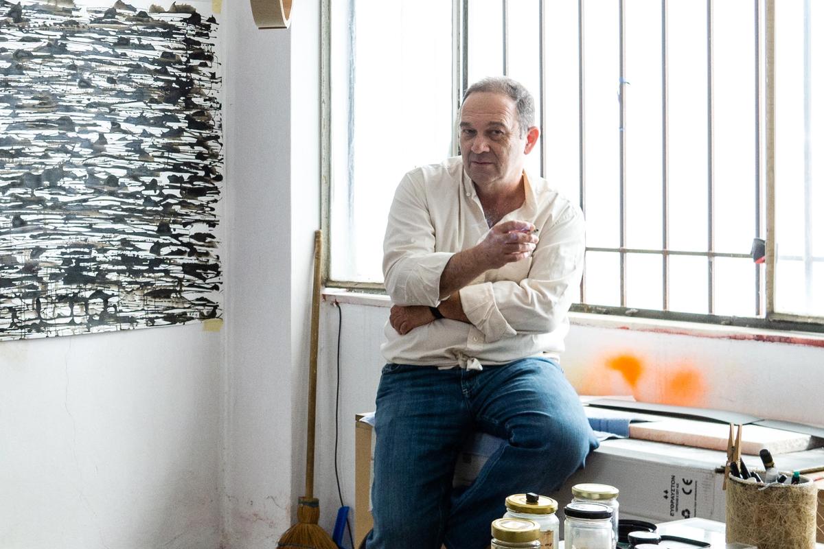 Kornelios Grammenos in his studio, March 2020 Photo: Panagiotis Baxevanis