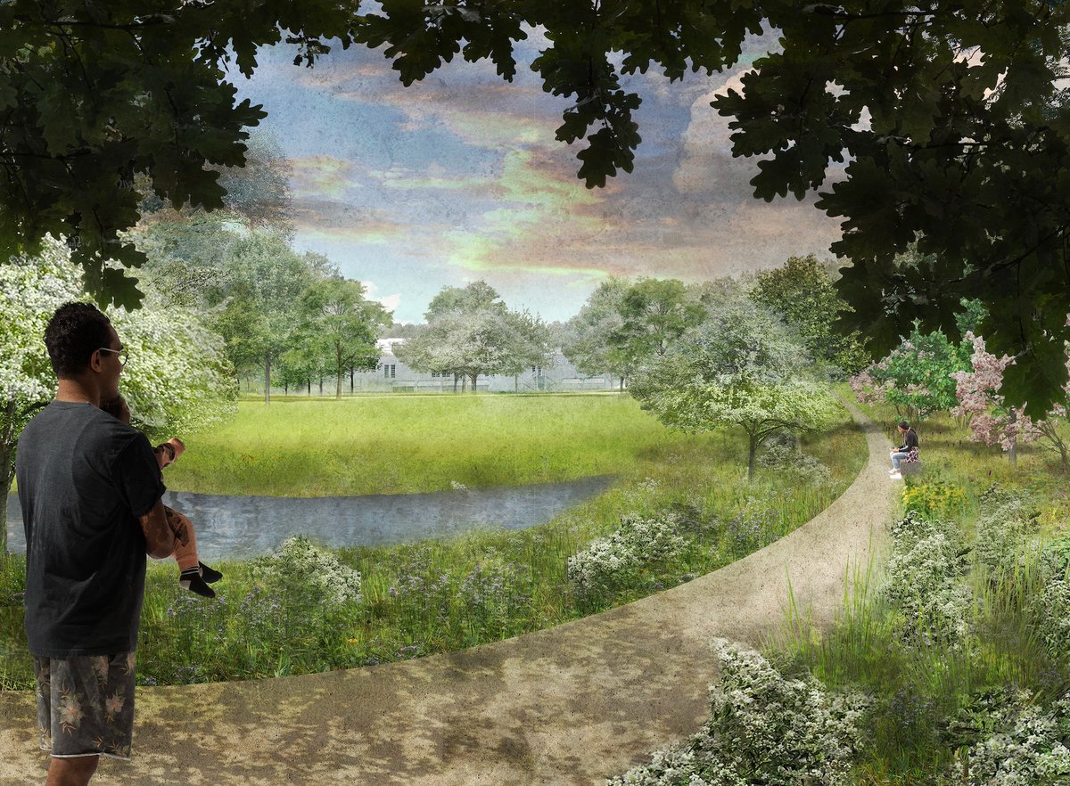 Rendering of Dia Beacon’s south landscape. Courtesy Studio Zewde, 2024
