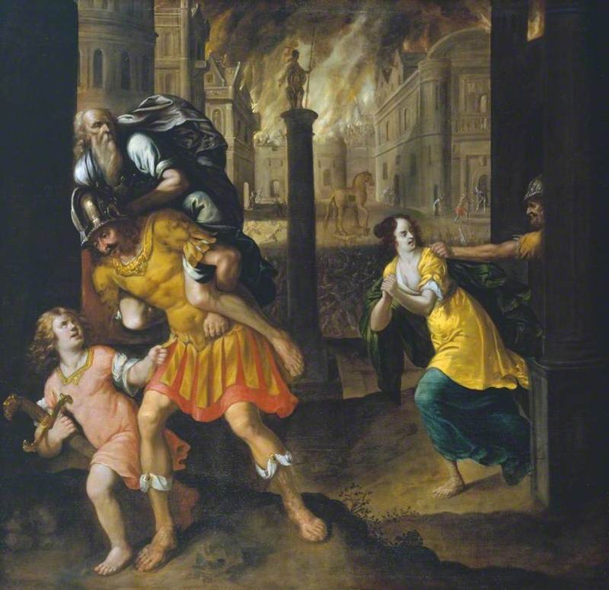 Henry Gibbs (1630-1631-1713), Aeneas and his Family Fleeing Burning Troy
Courtesy of Tate