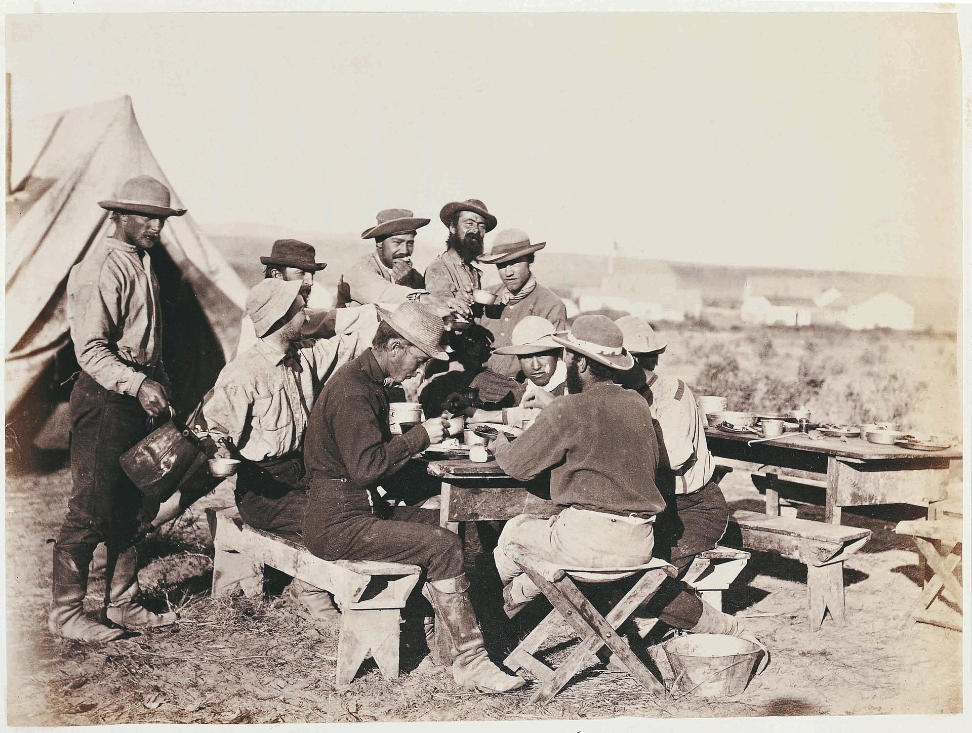 William Henry Jackson, photograph of various members of the fourth Great Survey of the American West (1871), exploring what became Yellowstone National Park © Société de Géographie