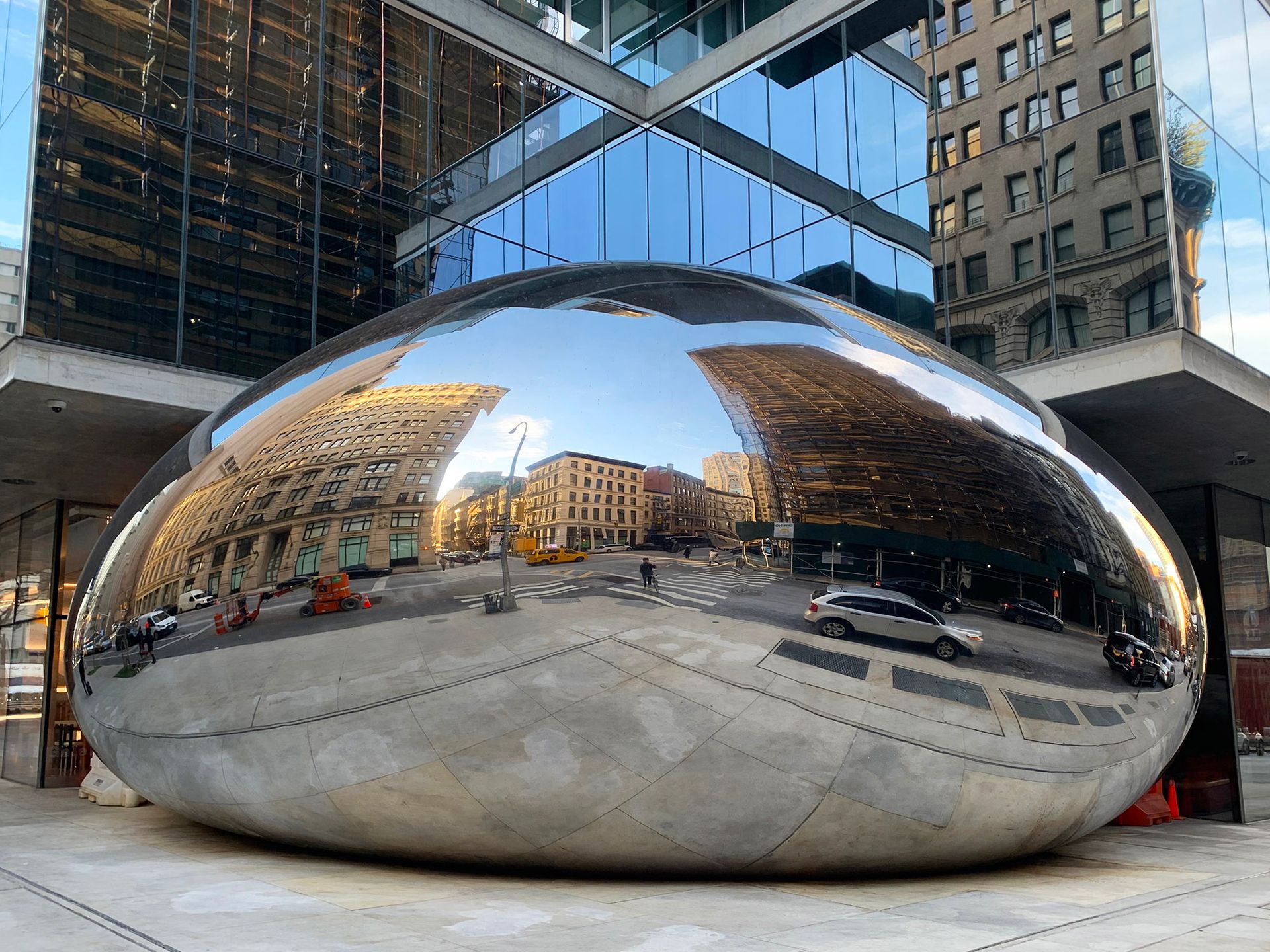 Anish Kapoor's yet-to-be-titled work at the corner of Leonard and Church streets in New York City © Benjamin Sutton