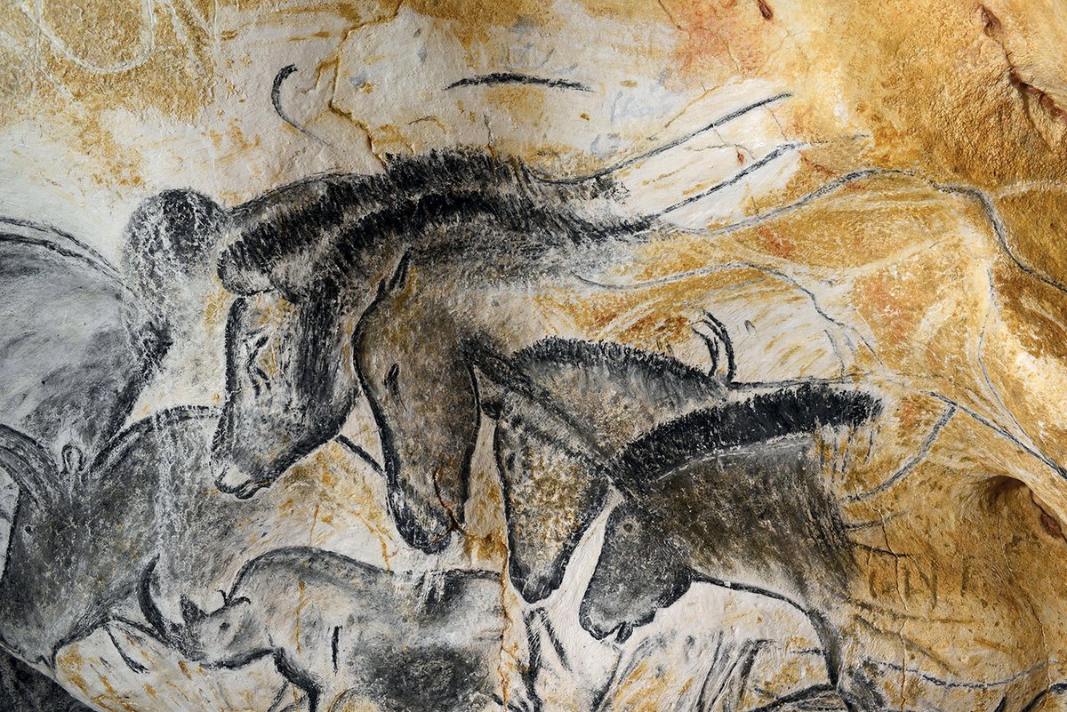 A detail of the prehistoric wall paintings in the replica Chauvet cave Carole Fritz