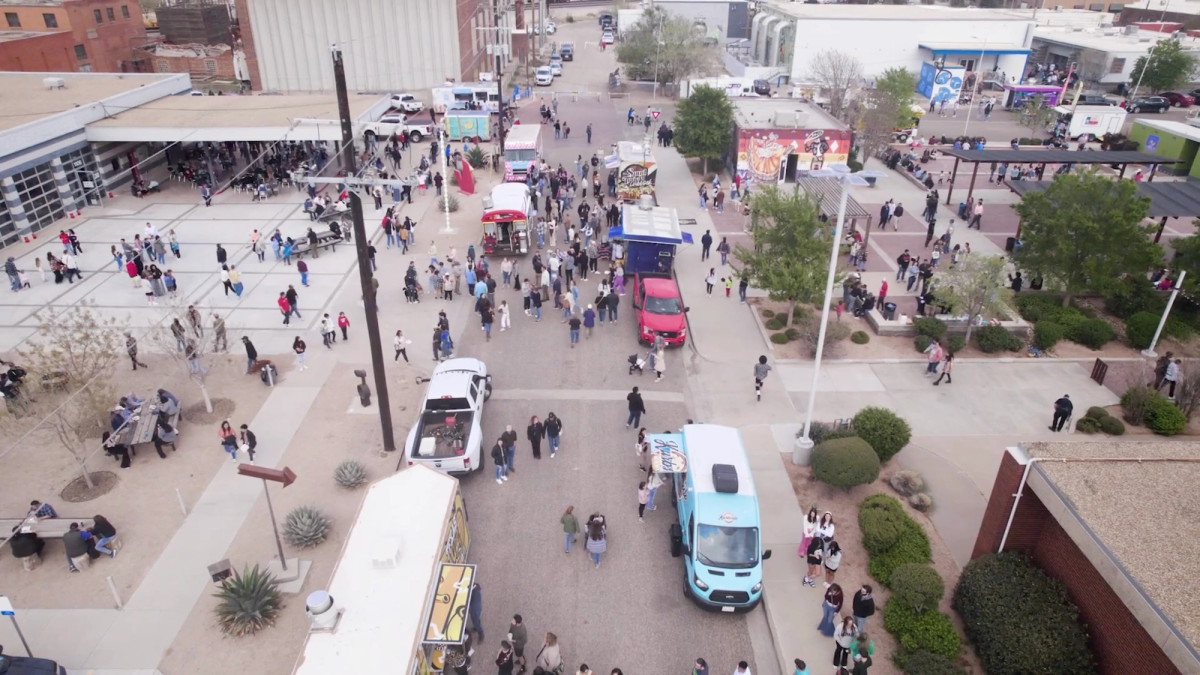 An overhead view of a First Friday Art Trail in Lubbock, Texas

Courtesy the Louise Hopkins Underwood Center for the Arts