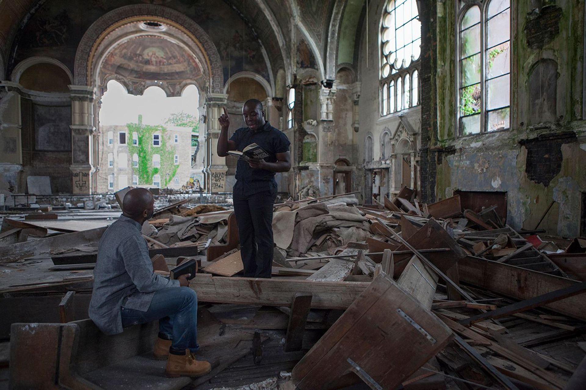 Theaster Gates's Gone Are the Days of Shelter and Martyr, a 2014 video work included in the New Museum show © Theaster Gates; Courtesy of White Cube and Regen Projects, Los Angeles