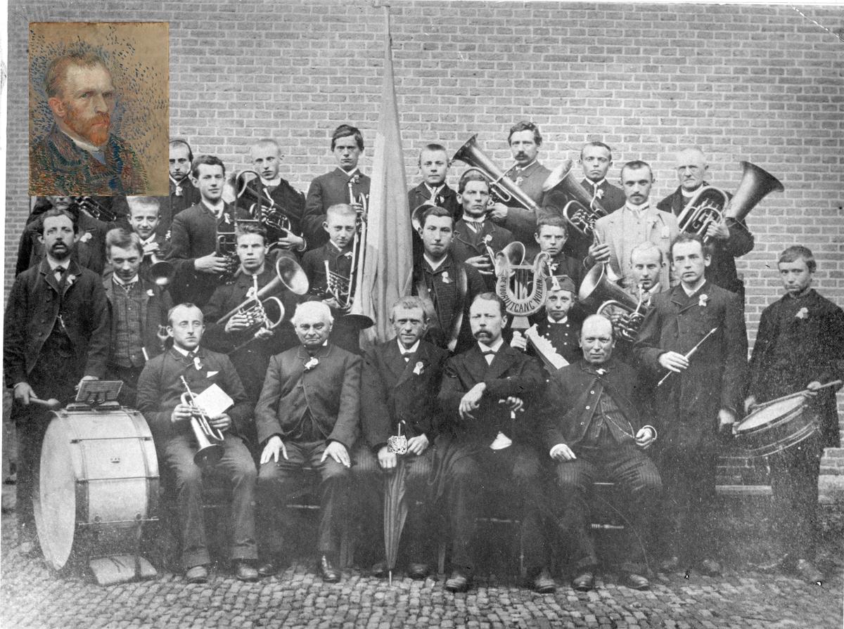 Harmony of Progress band (1889), with Van Gogh’s Self-portrait (March-June 1887) © Brass Band Nuenen archive and Van Gogh Museum, Amsterdam (Vincent van Gogh Foundation)