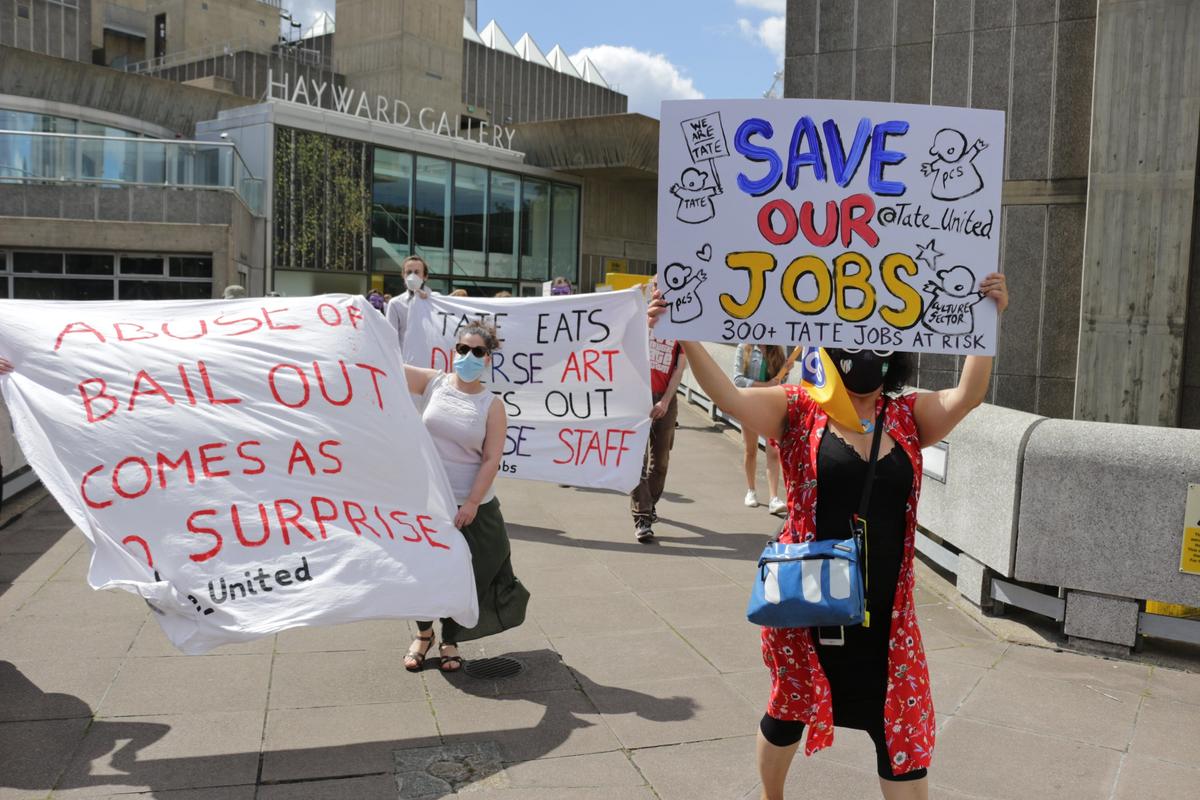Members from the PCS Union protesting outside the Southbank Centre last week Steve Easton