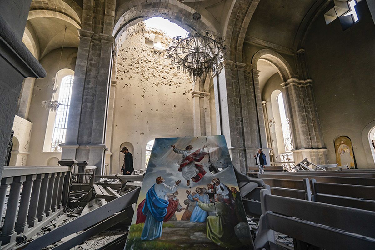 Armenia has accused Azerbaijan military of shelling the Ghazanchetsots Holy Saviour Cathedral in Shushi, one of the largest Armenian churches in the world Photo: Celestino Arce/NurPhoto via Getty Images