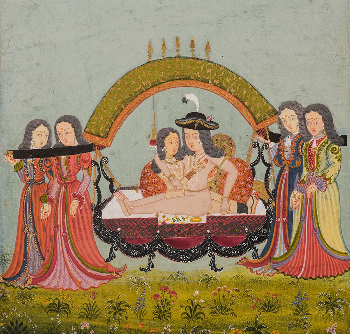 Erotic scene depicting a European couple, from Northern India, Mewar, Rajasthan (around 1700) Photo: Antoine Mercier