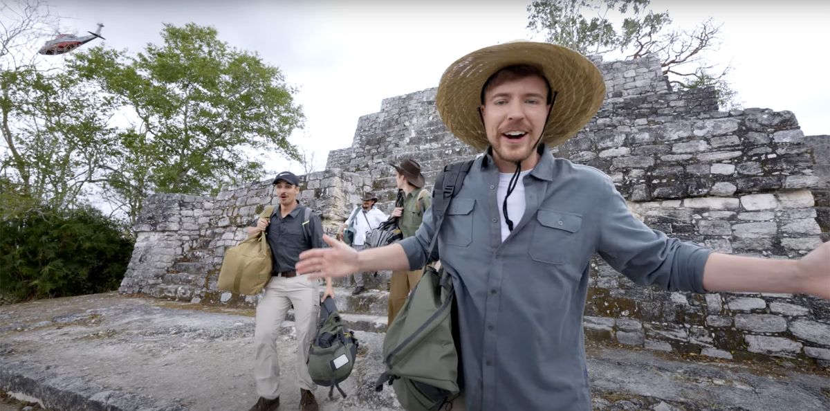 MrBeast at a Mayan site in Mexico Screenshot via YouTube