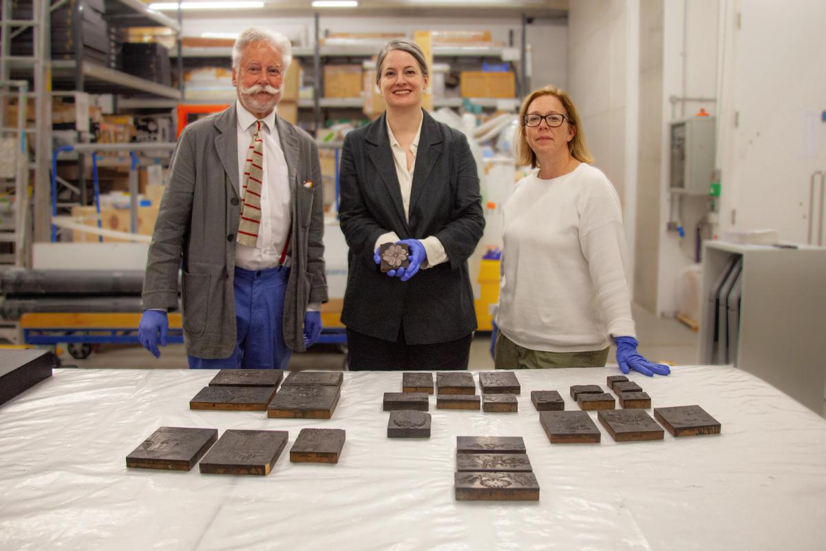 David Oelman (the chairman of The Fry Art Gallery), Ella Ravilious (the curator of design and architecture at the Victoria and Albert Museum and granddaughter of the Eric Ravilious and Tirzah Garwood); and Sara Cooper (the head of collections and exhibitions at Towner Eastbourne)

Photo: Cameron Brown