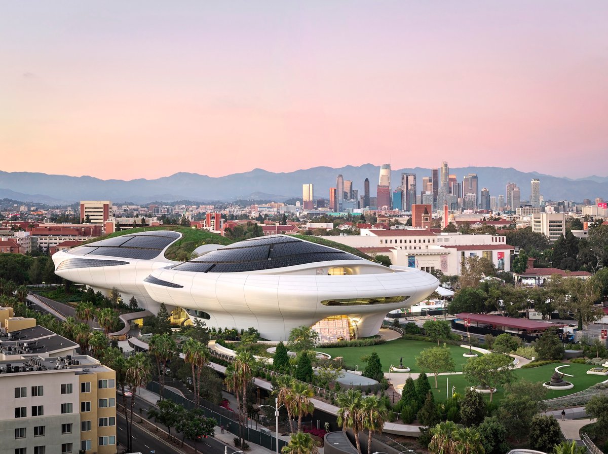 Designed by the architect Ma Yansong, the Los Angeles museum has a distinctive science-fiction style Courtesy of the Lucas Museum of Narrative Art. Photo by Hufton+Crow