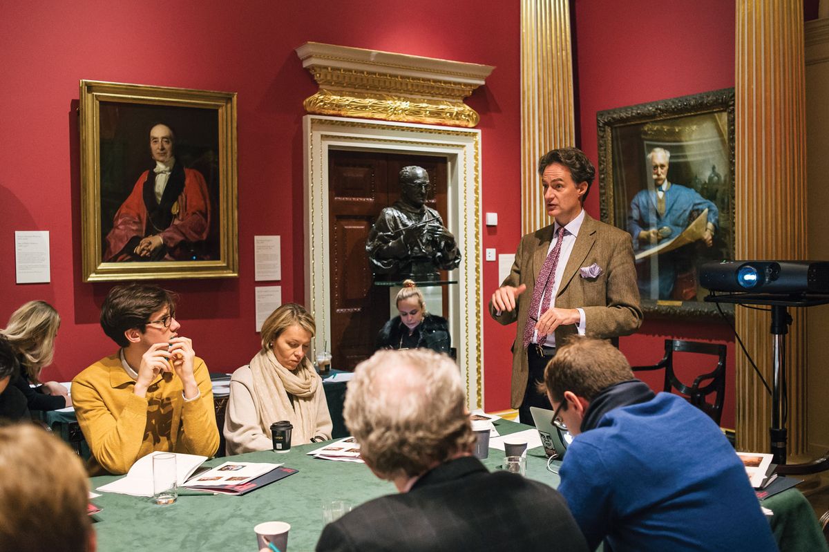 An art evaluation course held at the RA. The new programme  will bring together art and business Justine Trickett