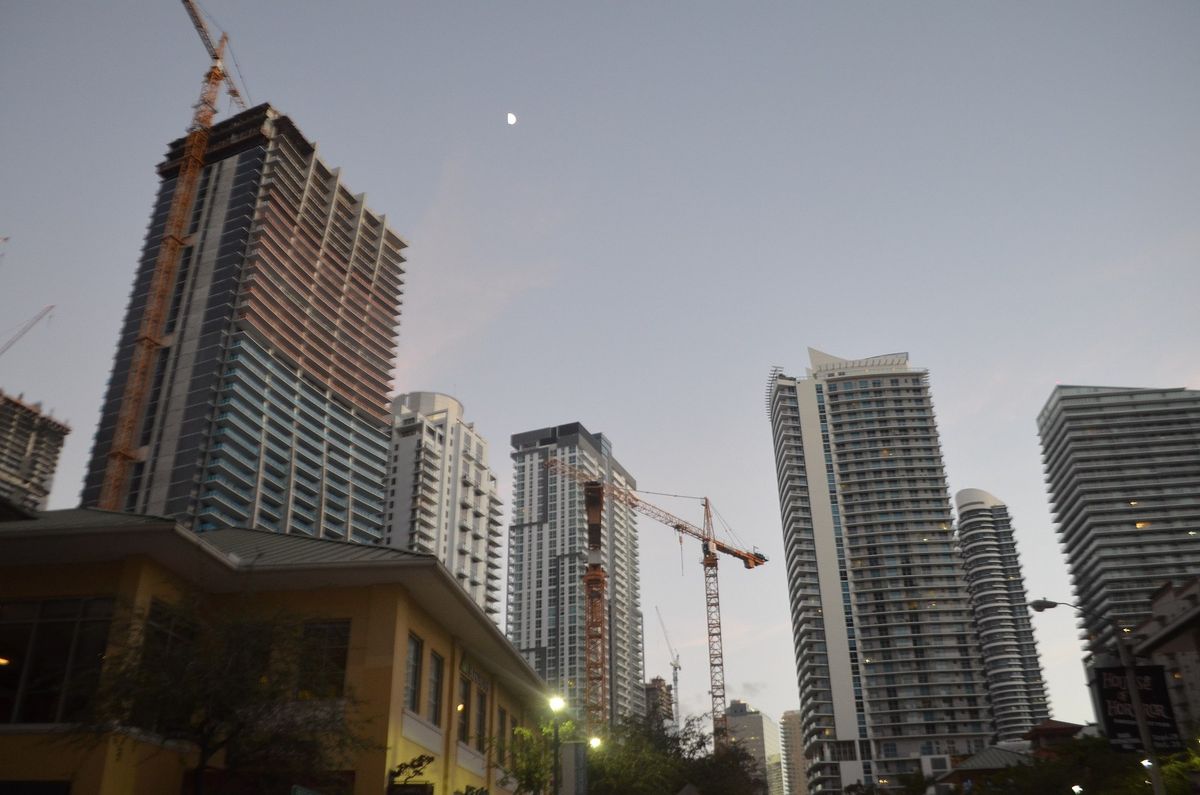 Construction in the Brickell neighbourhood of Miami Photo by B137, via Wikimedia Commons