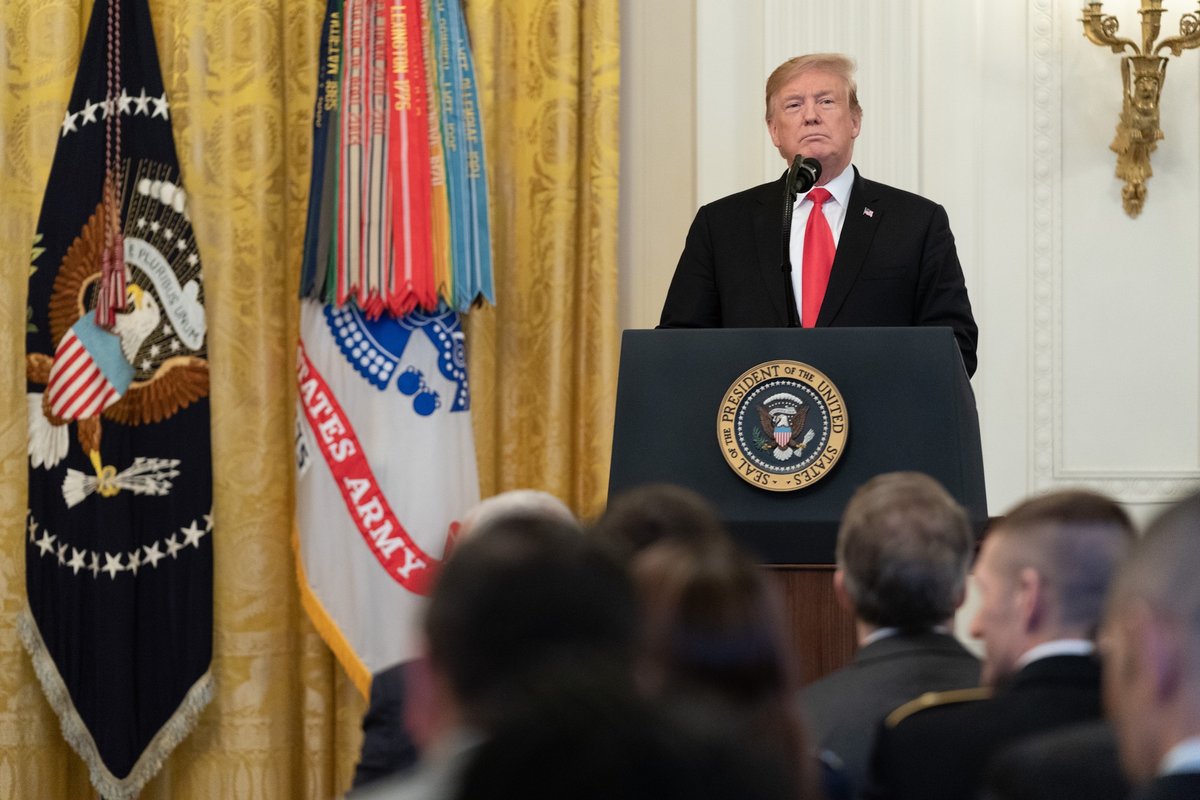 President Donald Trump during a ceremony at the White House in 2019 Official White House Photo by Shealah Craighead, via Flickr