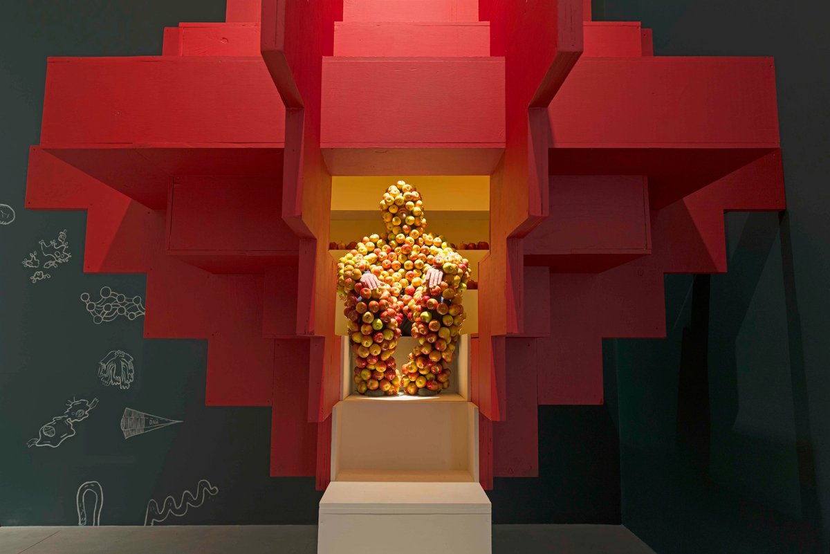 Marcus Coates in his "Apple Service Provider" suit Hauser & Wirth