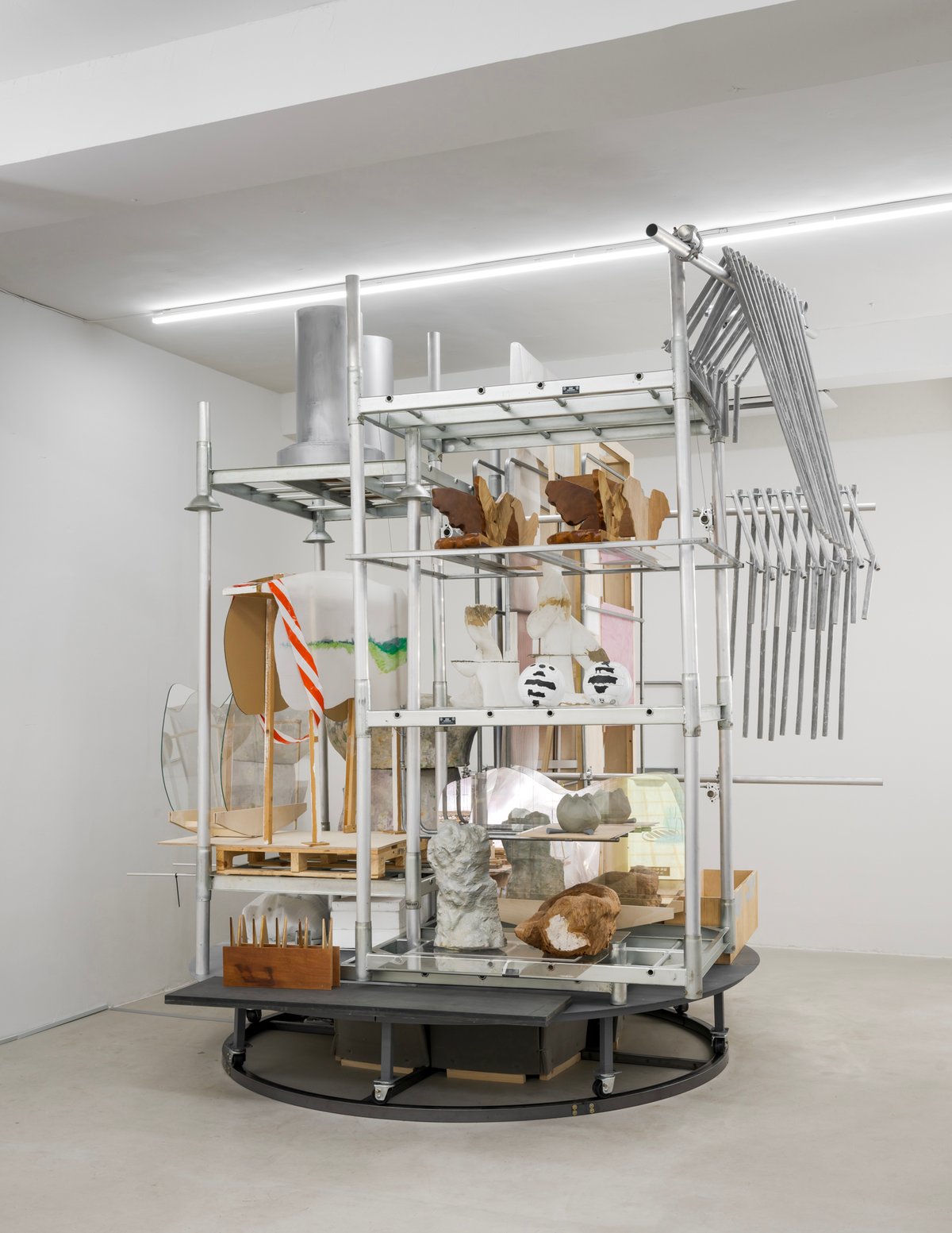 Jewyo Rhii’s Turn Depot (2021-23), one of the artist’s assemblages exploring artworks that remain in limbo
Courtesy Barakat Contemporary; Photo: Jeon Byung Chul