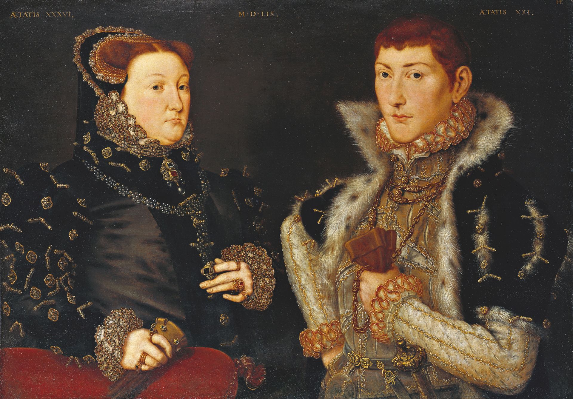 Hans Esworth's Portrait of Lady Mary Neville, Lady Dacre and her Son Gregory Fiennes (1559) is on show at Strawberry Hill 
