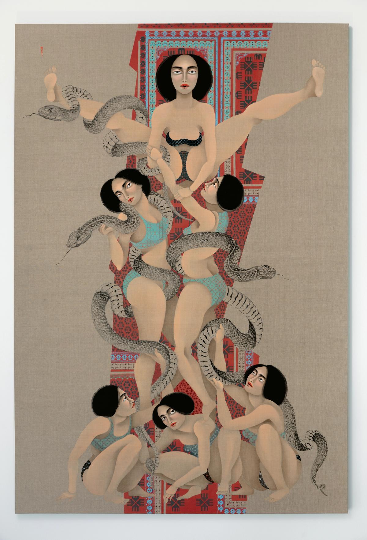 Snakes (2021) by Hayv Kahraman, one of the artists featured in The Female Body in Art © Hayv Kahraman. Courtesy of the Artist; Pilar Corrias; London; Jack Shainman